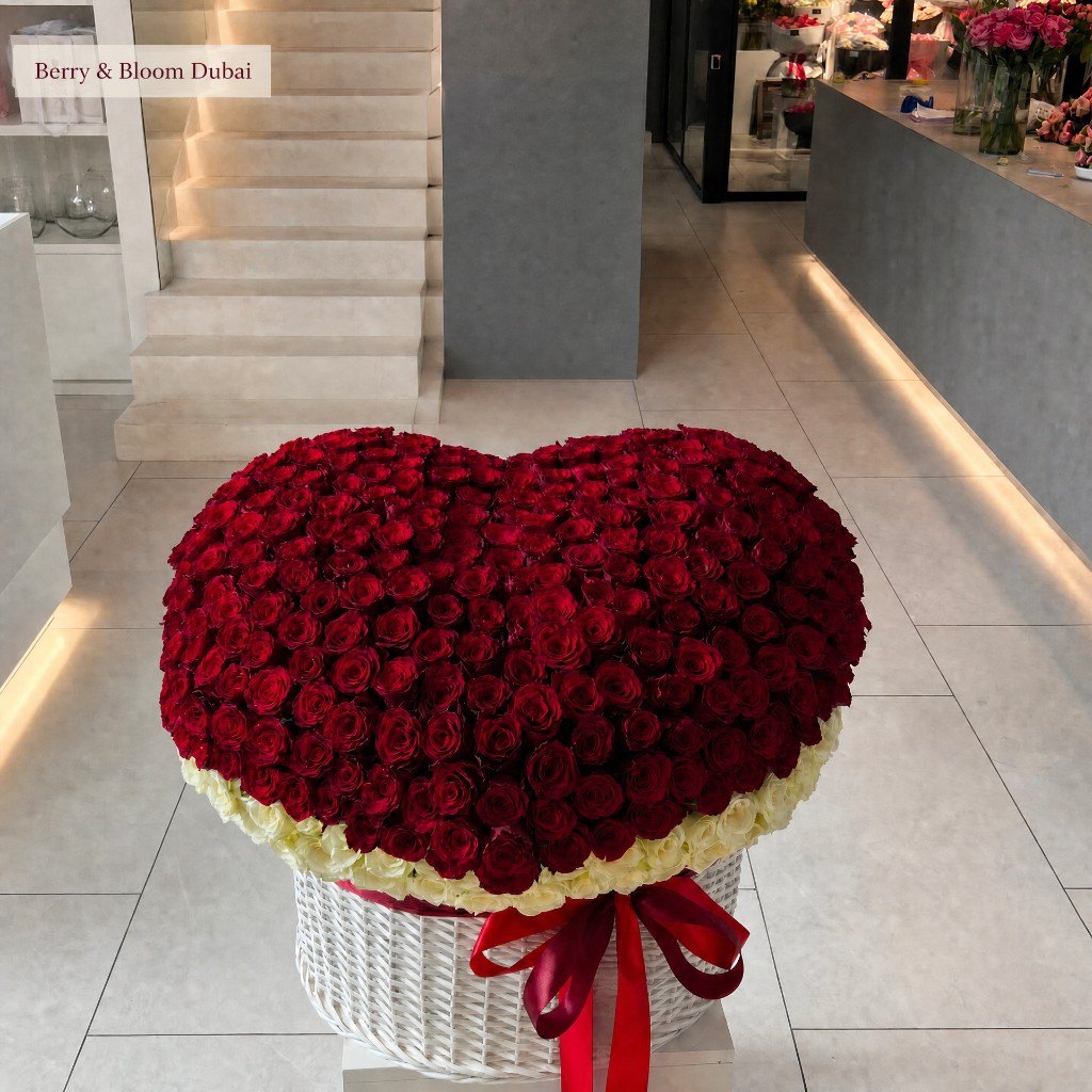 Red and White Heart Basket